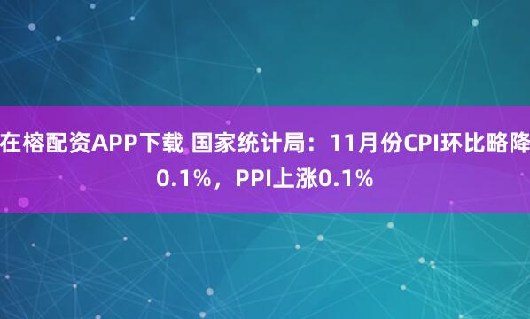 在榕配资APP下载 国家统计局：11月份CPI环比略降0.1%，PPI上涨0.1%